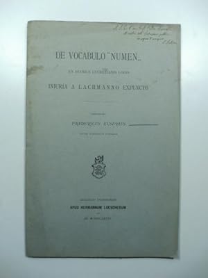 De vocabulo numen ex duobus lucretianis locis iniuria a Lachmanno expuncto