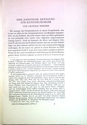 Imagen del vendedor de Eine juristische Erwgung zum Katoche-Problem; Sonderdruck aus: Archiv fr Kulturgeschichte; a la venta por books4less (Versandantiquariat Petra Gros GmbH & Co. KG)