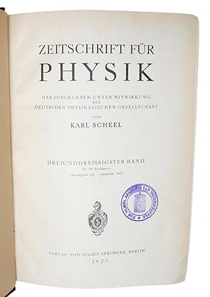 Über quantentheoretische Umdeutung kinematischer und mechanischer Beziehungen. (Heisenberg). With...