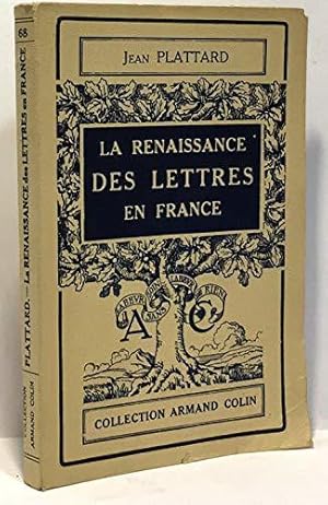 Bild des Verkufers fr La Renaissance Des Lettres En France De Louis Xii A Henri Iv zum Verkauf von JLG_livres anciens et modernes