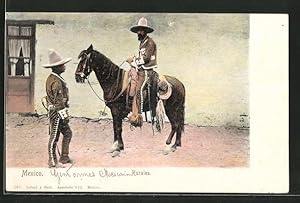 Postcard Mexico, Mexikaner mit Pferd