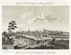 Bild des Verk�ufers f�r View of the City of Nuremburg in Germany. Panoramaansicht von N�rnberg aus der Ferne. Kupferstich aus "Barlow's General History of Europe" 1788 zum Verkauf von historicArt Antiquariat & Kunsthandlung