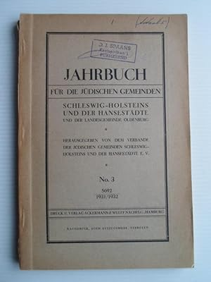 Jahrbuch für die Jüdischen Gemeinden Schleswig-Holsteins und der Hansestädte und der landesgemein...