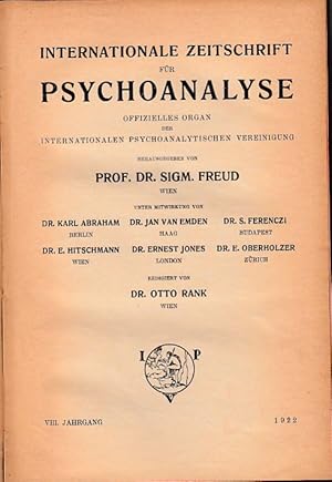 Internationale Zeitschrift für Psychoanalyse. 8. Jahrgang 1922.