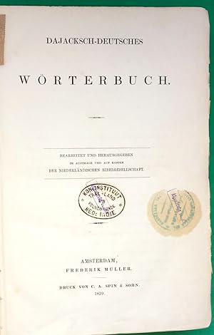 Dajacksch-deutsches wörterbuch. Bearbeitet und herausgegeben im auftrage und auf kosten der Niede...