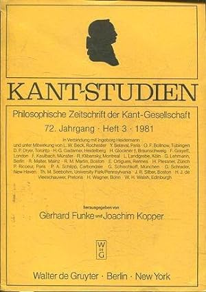 KAN7- STUDIEN: PHILOSOPHISCHE ZEITSCHRIFT DER KANT-GESSELLSCHAFT, 72 JAHRGANG. HEFT 3, 1981.