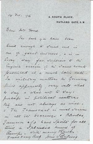AUTOGRAPH LETTER SIGNED BY SOLDIER AND WRITER ON MILITARY MATTERS MAJOR-GENERAL JOHN BARTON STERL...