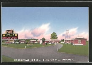 Postcard Sanford, NC, Lyons Motor Court