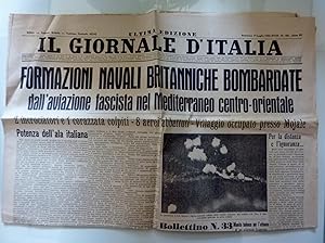 IL GIORNALE D'ITALIA ULTIMA EDIZIONE Domenca 14 Luglio 1940 XVIII FORMAZIONI NAVALI BRITANNICHE B...