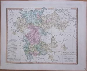 Lower Saxony. Flächenkolorierter Kupferstich von J. Archer. Blattgröße 27,5 x 33,5 cm.