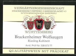 Getränkeetikett Brackenheimer Wolfsaugen Riesling Kabinett, Wappen