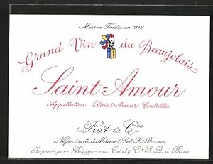 Getränkeetikett Mâcon, Piat, Cie, Wein Saint-Amour