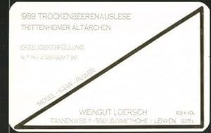 Getränkeetikett 1992 Riesling Trockenbeerenauslese, Trittenheimer Altärchen