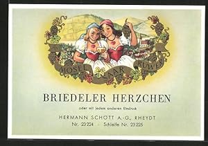 Getränkeetikett Briedeler Herzchen, Hermann Schött AG, Rheydt