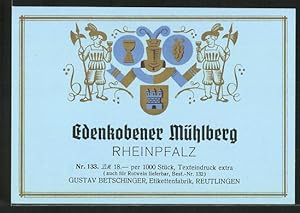 Getränkeetikett Wein Edenkobener Mühlberg, Landsknechte