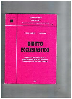 Bild des Verkufers fr Diritto ecclesiastico. Terza edizione tatalmente rifatta e aggiornata. Serie poket per esami universitari, concorsi, ecc. zum Verkauf von Libreria Gull