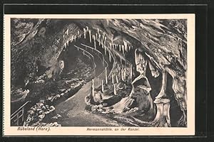 Ansichtskarte Hermannshöhle, an der Kanzel, Stalagtiten und Stalagmiten