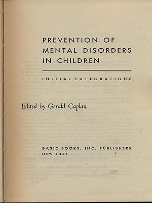 Bild des Verkufers fr Prevention of mental disorders in children zum Verkauf von Librodifaccia