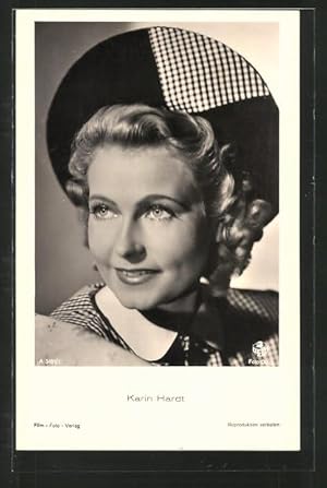 Bild des Verkufers fr Ansichtskarte Schauspielerin Karin Hardt mit Hut zum Verkauf von Bartko-Reher