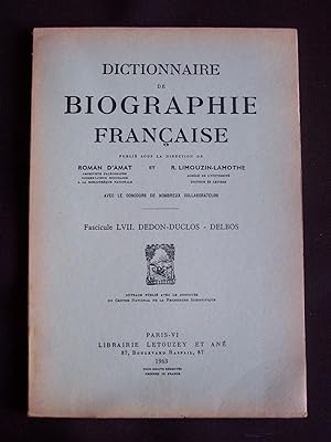 Imagen del vendedor de Dictionnaire de biographie franaise - Fascicule LVII a la venta por Librairie Ancienne Zalc