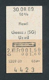 Fahrkarte Flawil - Gossau - Uzwil, 2. Klasse