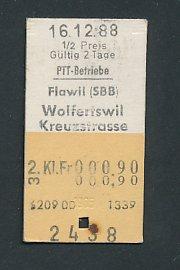 Fahrkarte Flawil - Wolfertswil - Kreuzstrasse, 2. Klasse