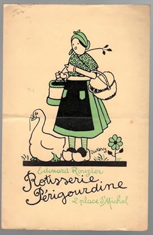 Menu du 1er février 1936 de la Rotisserie Périgourdinne 2, place Saint-Michel.