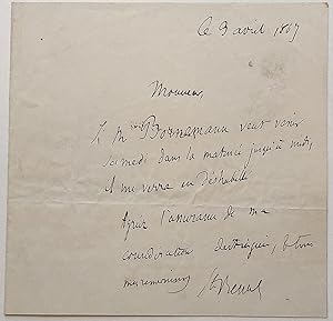 Short Autographed Letter Signed in French