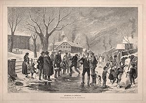 Seller image for Eisschie�en in Altbaiern. Idyllische Darstellung der beliebten Sportart mit reicher Personenstaffage. for sale by Antiquariat Martin Barbian & Grund GbR