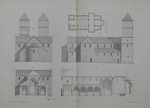 Bild des Verkufers fr Fnf Ansichten der Aurelius-Kirche auf einem Blatt: Rck- und Seitenansicht, zwei Schnitte sowie ein Grundriss, 1066-1071, zum Verkauf von Antiquariat Martin Barbian & Grund GbR