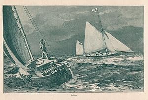 Bild des Verkufers fr Lotsenboot. Ein Segelschiff und ein Lotsenboot auf hoher See. zum Verkauf von Antiquariat Martin Barbian & Grund GbR