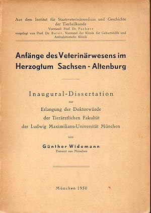 Anfänge des Veterinärwesens im Herzogtum Sachsen-Altenburg