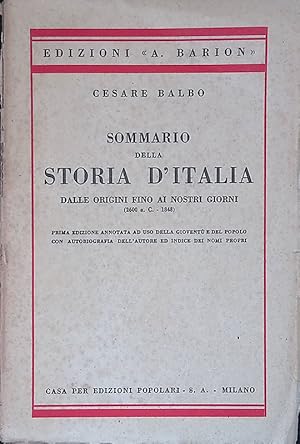 Sommario della storia d'Italia dalle origini fino ai nostri giorni. 2600 a.C. - 1848