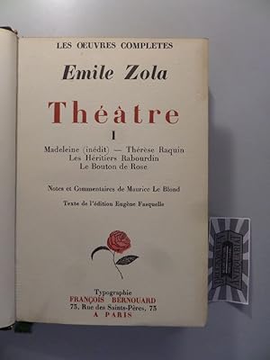 Bild des Verkufers fr Les Oeuvres completes Emile Zola : Theatre I. zum Verkauf von Druckwaren Antiquariat