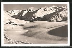 Ansichtskarte Parsenhütte, Berghütte gegen den Sivretta und Pischa