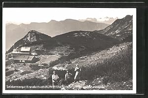 Ansichtskarte Kranabethsattelhütte im Höllengebirge mit Dachsteinblick