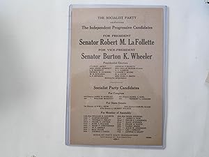 SENATOR ROBERT M LAFOLLETTE FOR PRESIDENT flyer