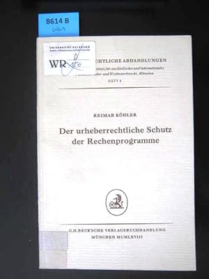 Der urheberrechtliche Schutz der Rechenprogramme.