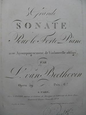 BEETHOVEN Grande Sonate op 59 Piano Violoncelle 1814