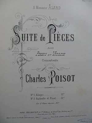 POISOT Charles Andante et Final Piano Violon 1887