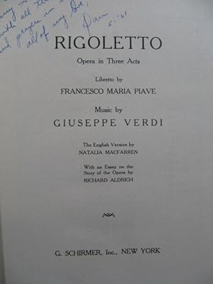 VERDI Giuseppe Rigoletto Opéra Chant Piano