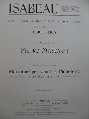 Imagen del vendedor de MASCAGNI Pierre Isabeau Opra Chant Piano 1910 a la venta por partitions-anciennes