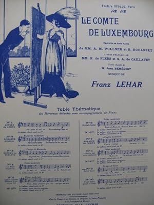 LEHAR Franz Le Comte de Luxembourg No 9 Chant Piano 1912