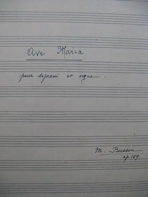 BUSSON M. Ave Maria op 159 Manuscrit Chant Orgue 1948