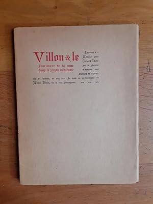 Bild des Verkufers fr VILLON ET LE SENTIMENT DE LA MORT DANS LA POSIE MDIVALE. zum Verkauf von Librairie Sainte-Marie