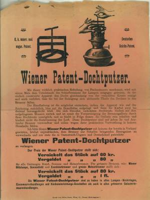 Wiener - Patent - Dochtputzer. [Werbeblatt].