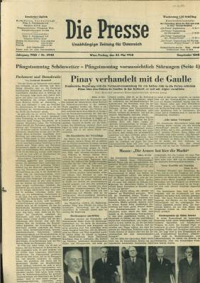 Die Presse. Unabhängige Zeitung für Österreich. Jahrgang 1958, Nr. 2940 - Wien, Freitag, den 23. ...