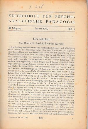 Bild des Verkufers fr Zeitschrift fr psychoanalytische Pdagogik, III. Jahrg., Januar 1929, Heft 4. zum Verkauf von Fundus-Online GbR Borkert Schwarz Zerfa