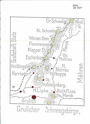 2 wohl selbst hergestellte Kartenansichten u.a. Grulicher Schneegebirge, Grafschaft Glatz, Grulic...