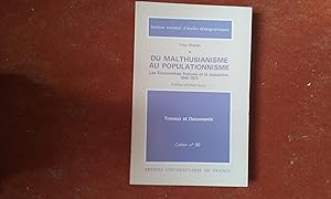 Bild des Verkufers fr Du Malthusianisme au Populationnisme. Les Economistes franais et la population 1840-1870 zum Verkauf von Librairie de la Garenne